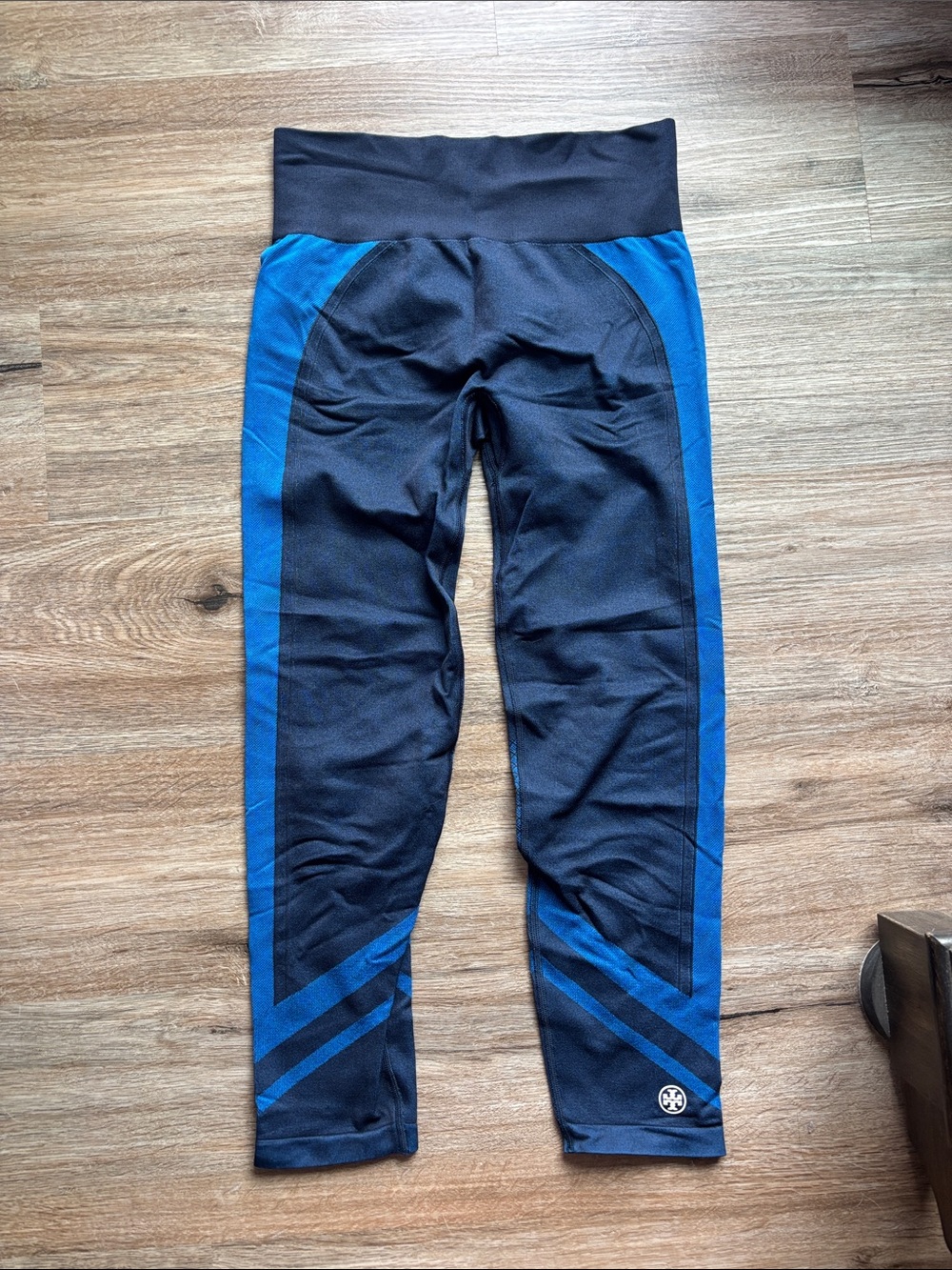 Tory Sport Black with Royal Blue Panel Performance Leggings
